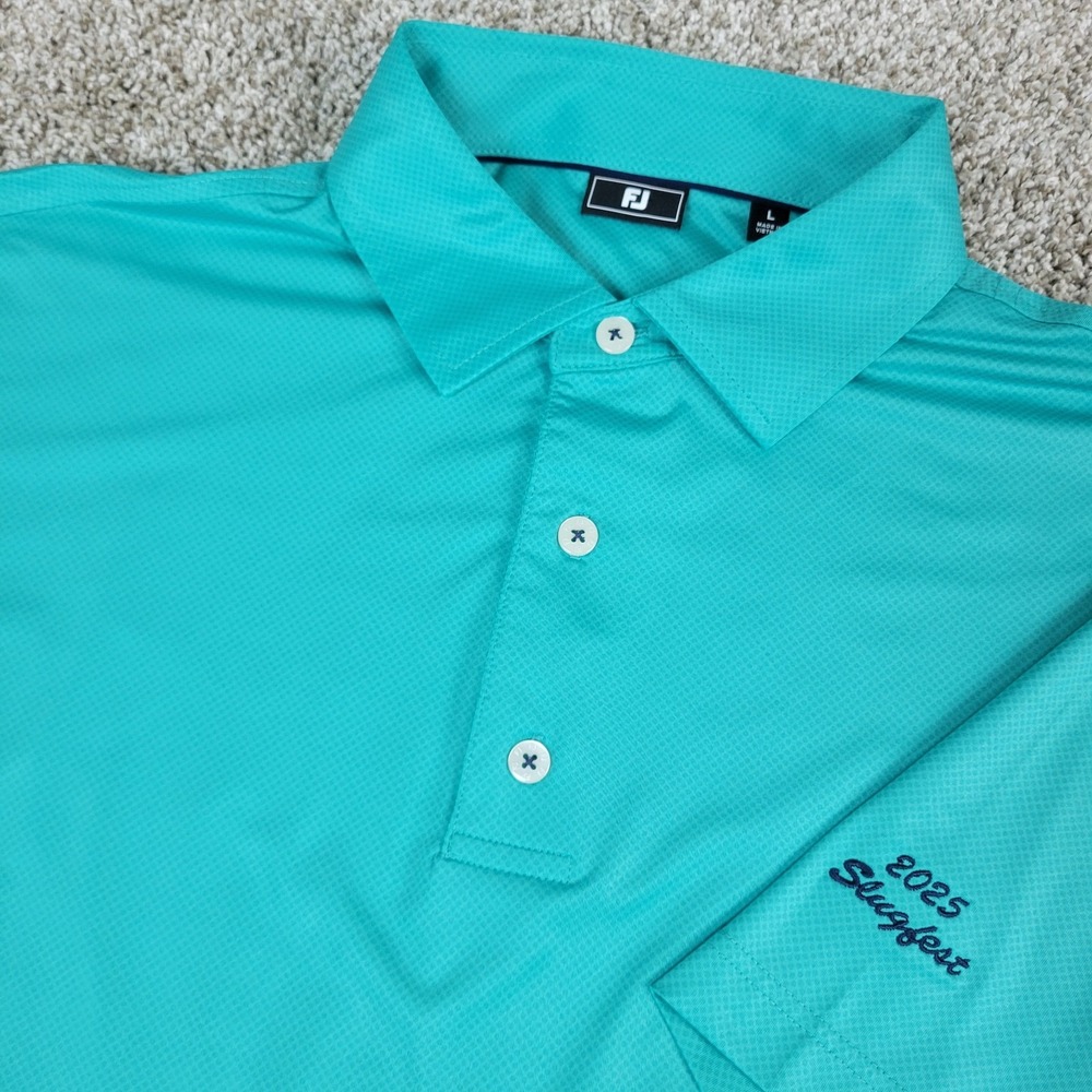 FootJoy Mens‎ Large Solid Green Performance Stretch Golf Polo Short Sleeve